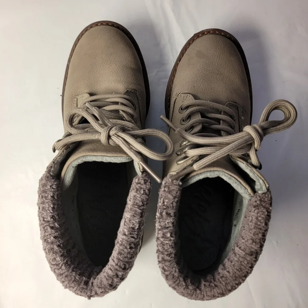 Blowfish Malibu Ankle Boots Womens 8 Taupe Knit Collar Wedge B138 Lace‎ Up